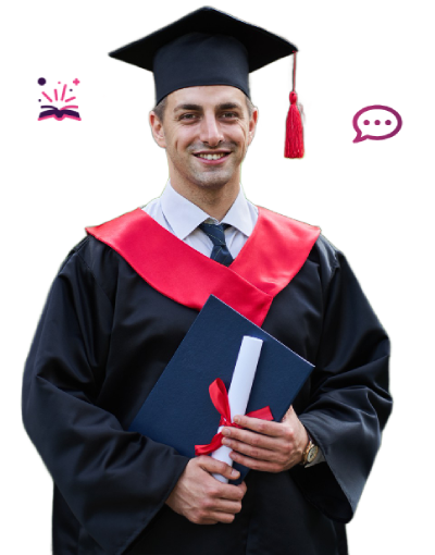 Graduate student holding degree certificate representing management studies support in the UK